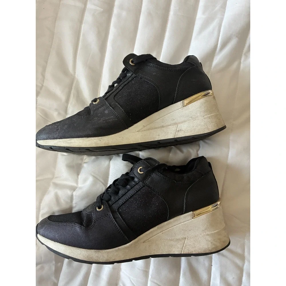 Aldo Black with Sparkly inserts Wedge Sneakers Women's‎ Size 11